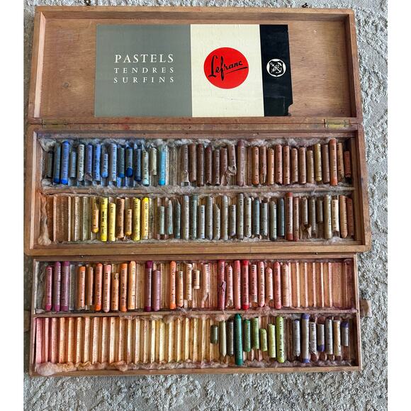 Lefranc Other - Vintage French Lefranc Artist Soft Pastels and Original Wood Box